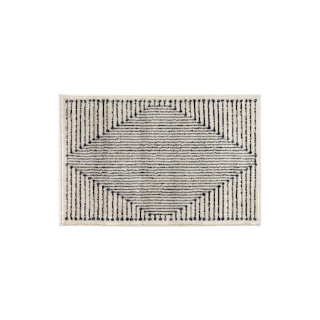 World Rug Gallery Modern Geometric Area Rug 2 ft 3 in x 4 ft Cream WR91CREAM2X4