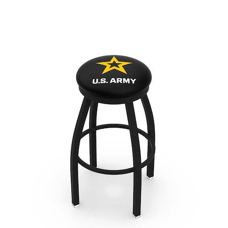 Holland Bar Stool Co 25" Blk Wrinkle U.S. Army Swivel Bar Stool, Accent Ring L8B2B25Army