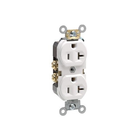 Leviton Commercial Grade Duplex Receptacle, 20 Amp, 125 Volt BR20-W