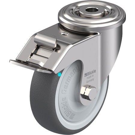 Blickle SS, Kingpin Swivel Caster, PU, 4", Brake LEXR-PATH 100KFD-FI