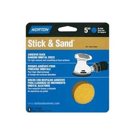 Norton Co Sanding Disc, 5 in Dia, Coated, P40 Grit, Extra Coarse, Aluminum Oxide Abrasive 48908