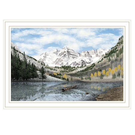 Homeroots Snowy Mountain Landscape White Framed Wall Art 572034