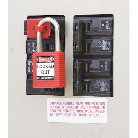 Brady Lockout Padlock, Keyed Different, Nylon, Standard Body Size, 1-3/4 in H, Shackle Dia 1/4 in, Red 99552