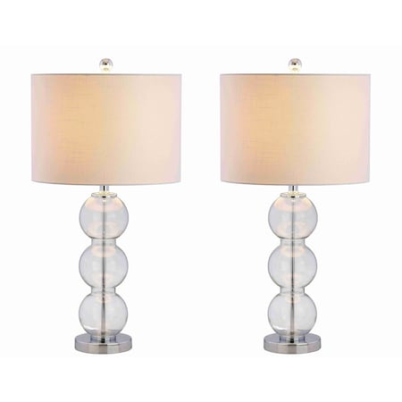 Jonathan Y Bella 27" Glass Triple-Sphere LED Table Lamp, Clear/Chrome, 2PK JYL1070D-SET2