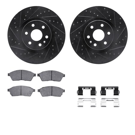 Dynamic Friction Co DFC Rotors-Drilled & Slotted-Black w/ EURO 5000 Ceramic Brake Pads Incl Hdw 8612-46031