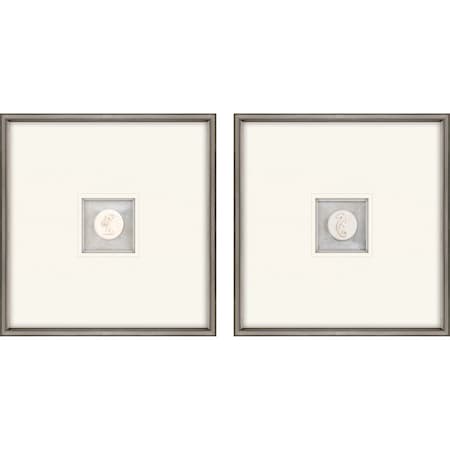 Set Of Two Coastal Intaglio III Silver Framed Print Wall Art, 2PK