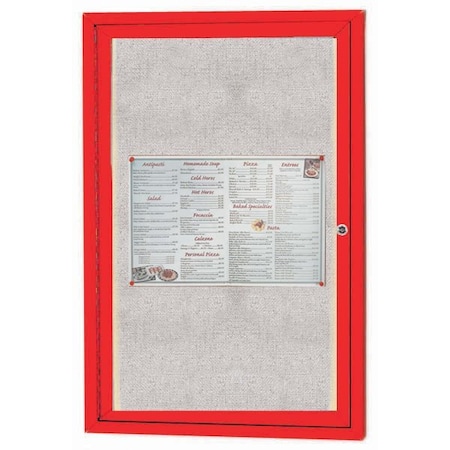 Aarco Enclosed Indoor/Outdoor Bulletin Board Satin Anodized Aluminum 24"x18" ODCC2418R