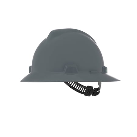 Msa Safety V-Gard Slotted Full Brim Hard Hat, Staz-On Suspension, Type I, Class E, Gray 454731