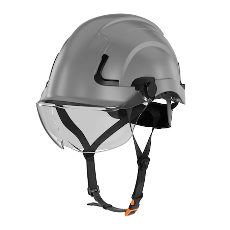 Defender Safety H2-EH Safety Helmet w/ Clear Visor - Type 2 Class E, ANSI Z89 and EN12492 rated, Battleship Grey H2-EH-08V