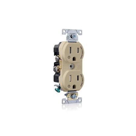 Leviton Dec Plus Dup 15A 125V TR 2Mrk-Ctrl Ivr TBR15-S2I