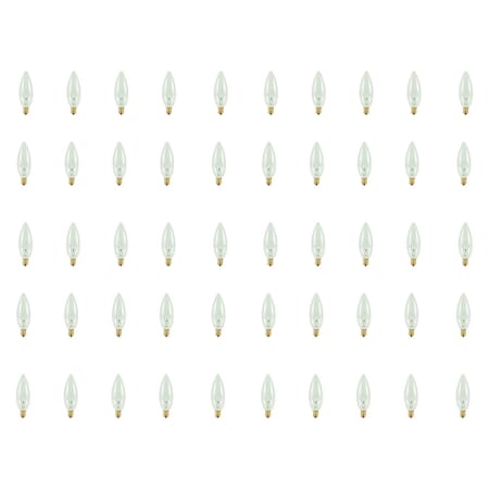 Bulbrite 40w B10 Frost Dimmable (E12) Candelabra Scrw Base, Warm Wht Lght Incandescent Lght Bulb, 2700K, 50PK 861248