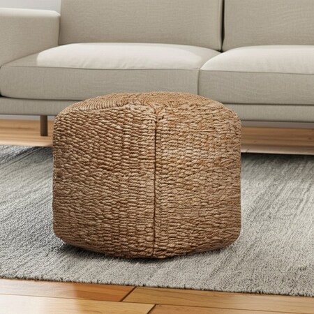 Homeroots 18" Natural Jute Woven Blend Cube Pouf Ottoman 551560