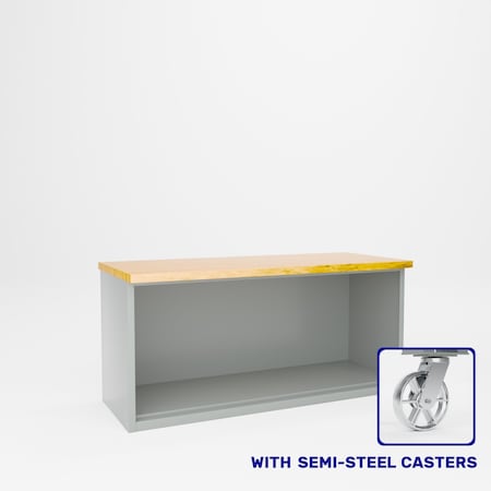 Pucel Heavy Duty Cabinet Workbench with Shelf, 72 in W x 30 in D x 34 in H, Black CW-3072-S