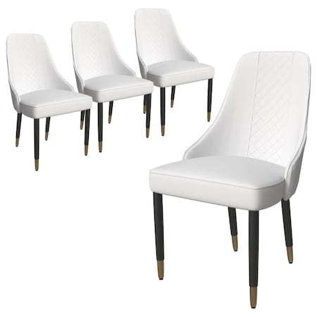 Leisuremod Allure Modern Dining Chair In White and Oak Wood Legs, 4PK AC49W4