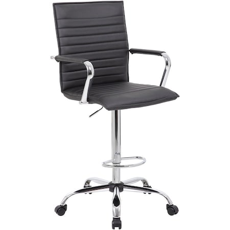 Boss Office Products Boss Vinyl Ribbed Drafting Stool - Black B16533C-BK