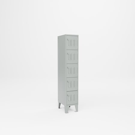 Pucel Five Compartment Multi Tier Locker, 12 in W x 18 in D x 60 in H, Gray MTL-1218-60