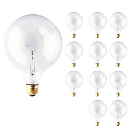 Bulbrite Incandescent Dimmable 25W Globe G40 Bulbs, Clear Glass, Medium E26 Screw Base, 2700K, 12PK 861011
