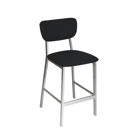 Bfm Seating Hamilton Side Barstool, Grade 3 Vinyl Seat & Back - Steel Frame - Platinum Finish JS10B2026-2026PL