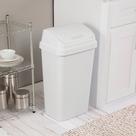 Sterilite 13 Gal. White Swing Top Wastebasket 10898004