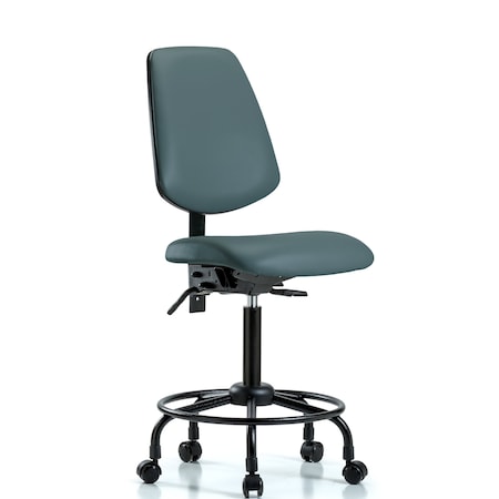 Blue Ridge Ergonomics Medium Bench Chair No Arms, 23" to 31" Height, Vinyl, Colonial Blue BR-VMBCH-MB-RT-T1-A0-RC-8546