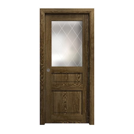 Sartodoors Sliding Pocket Door 28 x 84 inches, Ego 5011 Marble Oak, Kit Rail Hardware, Solid Wood Interior B EGO5011PD-DMR-2884