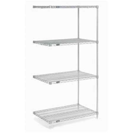Nexel 36 x 14 x 74 in. Poly-Z-Brite Wire Shelving Add-On - Clear 796274