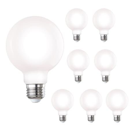 Bulbrite 60-Watt Equivalent Dimmable Milky Filament G25 Medium E26 LED Light Bulb, 2700K, 8PK 861626