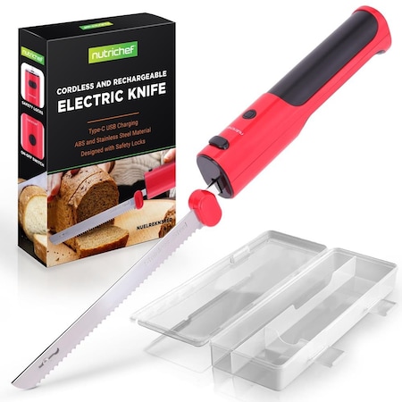 Nutrichef Cordless Electric Knife, Red NUELREKN3RED