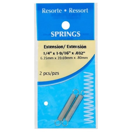 Hillman 1.5 in. L X 1/4 in. D Extension Spring, 2PK 543031