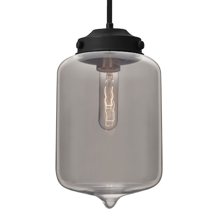 Besa Lighting Besa Olin Pendant, Smoke, Black Finish, 1x 60W MAX E26 Base 1TT-OLINSM-BK