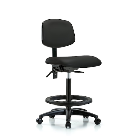 Blue Ridge Ergonomics Chair, Fab, Hi Bench, RT Tilt AA Cast, Nav, No Arms, 26" to 35" Height, Black BR-VHBCH-RG-T0-A0-BF-RC-8540