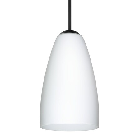 Besa Lighting Besa Riva 9 Pendant, Opal Matte, Black Finish, 1x 9W LED 1JT-151107-LED-BK