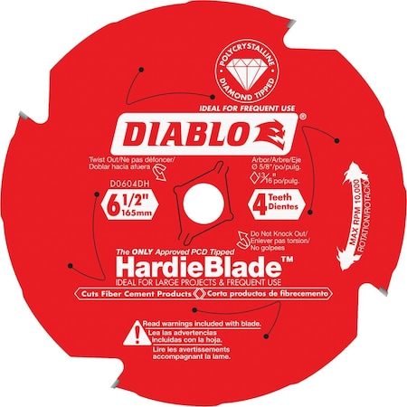 Diablo HardieBlade 6-1/2'' 4-Tooth PCD Fiber Cement Circular Saw Blade Bulk D0604DHA