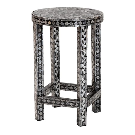 Bali & Pari Elara Coastal Black and White Mother of Pearl Capiz Shell End Table 252-13985-ZORO