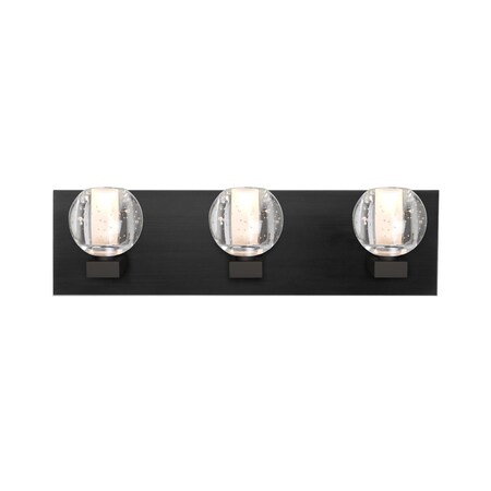 Besa Lighting Besa, Boca Vanity, Clear Bubble, Black Finish, 3x3W LED 3WF-BOCABB-LED-BK