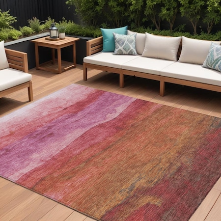 Homeroots 9' X 12' Blush Mauve And Rust Abstract Washable Indoor Outdoor Area Rug 618134