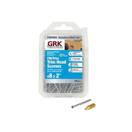 Grk Fasteners PHEINOX Screw, 2 in L, W-Cut Thread, Recessed Star Drive, Zip-Tip Point, 100PK 67728