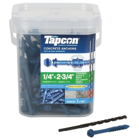 Tapcon Tapcon Concrete Screw, Steel Climaseal Coated 24530