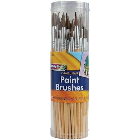 Creativity Street Paint Brushes, Camel Hair, Wood Handles, 72/ST, Multi PK PAC5159