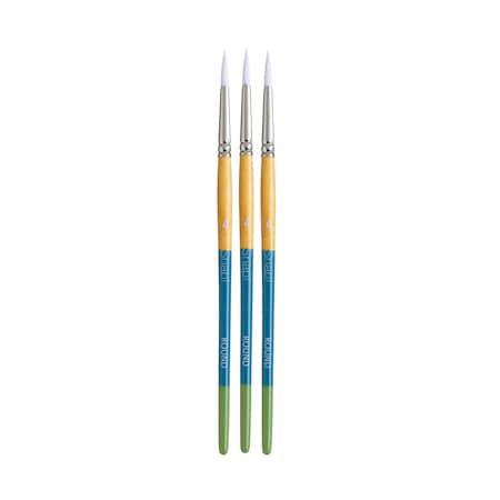 Princeton Snap! Round Brush, Synthetic Bristles, Short Handle Mixed Media Paintbrush, Multicolor, Size 4, 3PK P9850R4