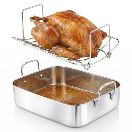 Nutrichef Premium Stainless Steel Roasting Pan with Rack NCTURKSS26