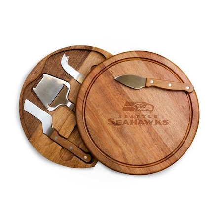 Picnic Time Family Of Brands Seattle Seahawks - Acacia Circo Cheese Cutting Board & Tools Set, (Acacia Wood) 855-04-512-283-2