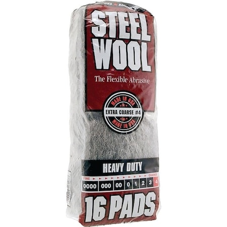 Homax Steel Wool, No 4 Grit, Extra Coarse, Gray 106607-06