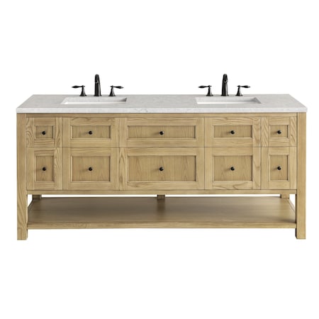 James Martin Vanities Breckenridge 72'' D Vanity, Light Natural Oak w/ Jasmine Pearl Top w/FreePower Wireless Charger 330-V72-LNO-FEJP
