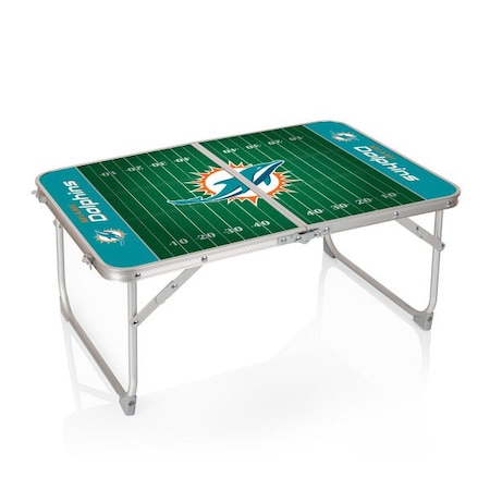 Picnic Time Family Of Brands Miami Dolphins - Concert Table Mini Portable Table, (Charcoal Wood Grain) 843-00-141-174-2