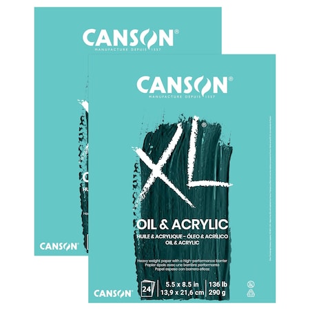 Canson XL Series Oil & Acrylic Pad, Foldover Binding, 24 Sheet, 5.5x8.5 inch, 2PK C400026821