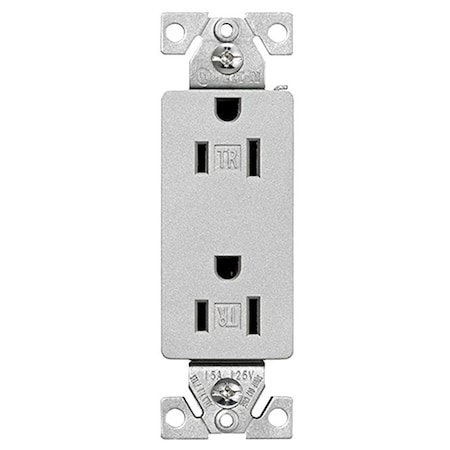 Eaton Wiring Devices Straight Blade Receptacle, 5-15R, 15 A, 125V AC, 2 Pole, 3 Wire, Flush Mount, Grounded TR1107SG-SP-L