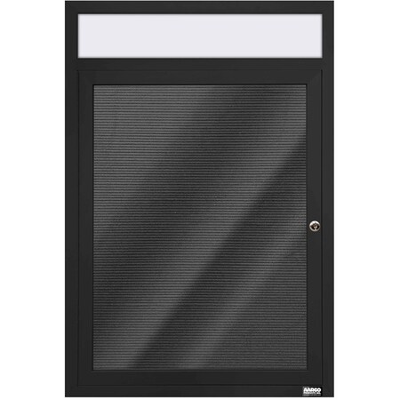 Aarco Enclosed Letter Board Directory w/ Powder Coated Black Aluminum Frame and Header, 36''Hx24''W, 1 Door ADC3624HBK