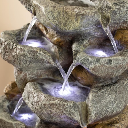 Fondo Cascading Electric Powered 8-Tier Rock Water Fountain 20' for Indoor and Outdoor Use FO3731570