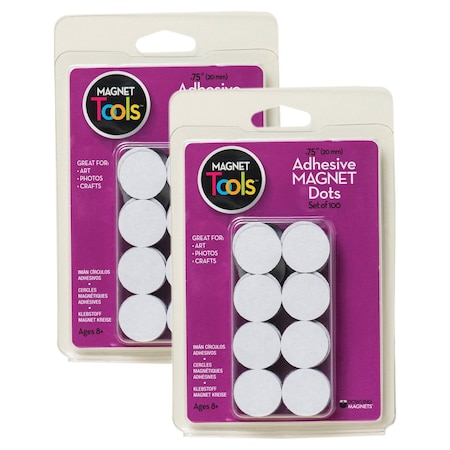 Dowling Magnets Adhesive Magnet Dots, 3/4" Diameter, 200PK 735007